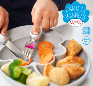Nana's Manners talerz silikonowy z przyssawką, oznakowanie