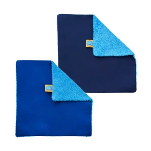 Nana's Manners Etap 3, Serwetki 2 szt. wodoodporne 0% plastiku Navy + Royal Blue bawełna woskowana wielokrotnego użytku