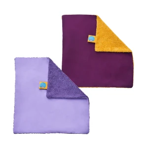 Nana's Manners Etap 3, Serwetki 2 szt. wodoodporne 0% plastiku Purple + Lilac bawełna woskowana wielokrotnego użytku